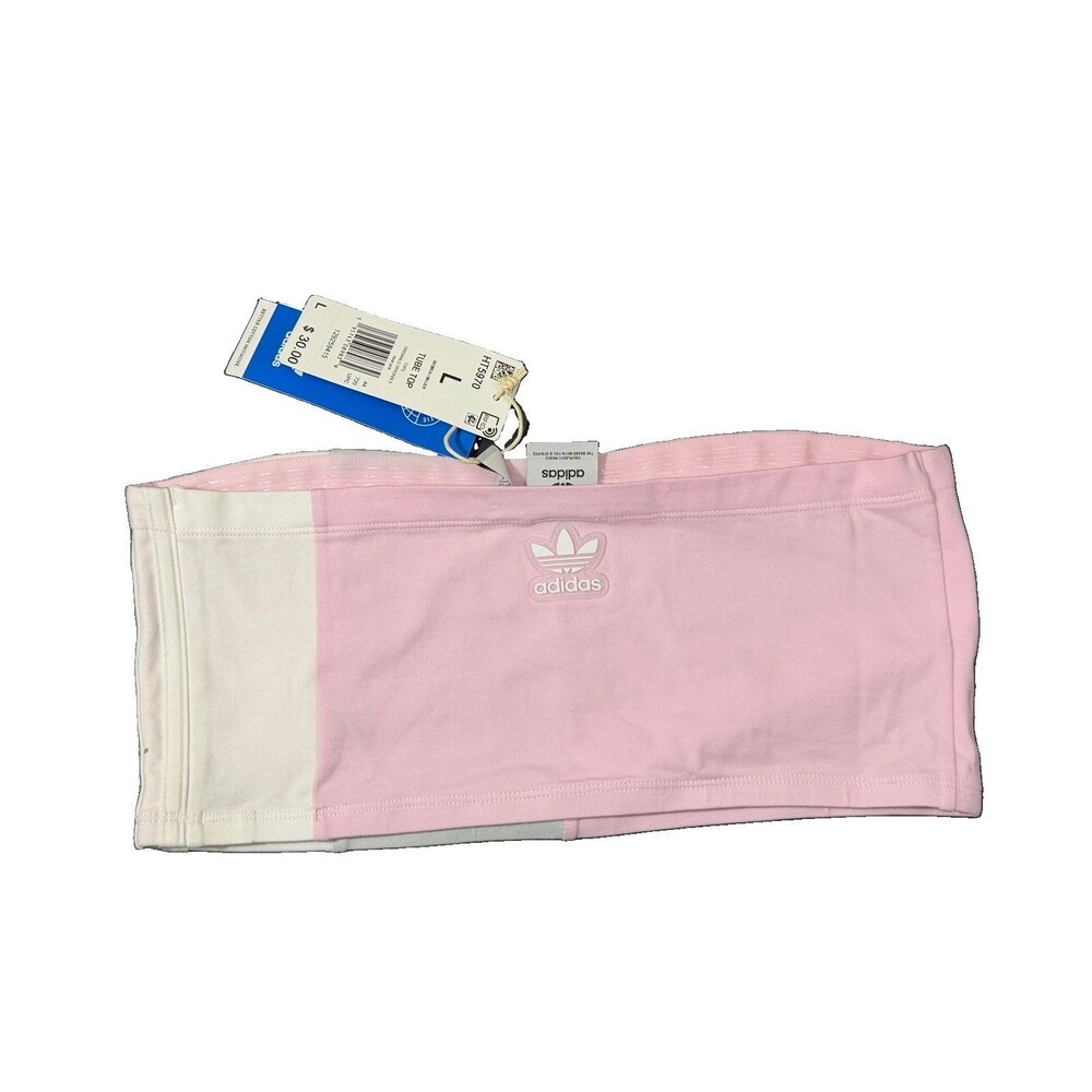 Adidas Originals Pink White Grey Color Block Bandeau Tube Top Size Large NWT